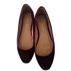Madden Girl Burgandy So Cute Velvel Ballet Flat Shoes Size 6
